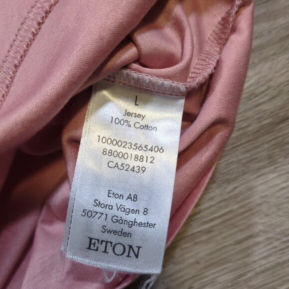 Eton Men's Large Slim Fit T Shirt Pink Filo di Scozia Cotton Solid Base Layer - Picture 3 of 7